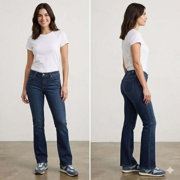 Gap Y2K Fashion Ultra Low Rise Ankle Flare Bootcut Jeans - Dark Wash Size 10 - Picture 2 of 11